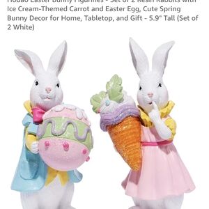 Easter Bunny Figurines Set with Carrot and Egg